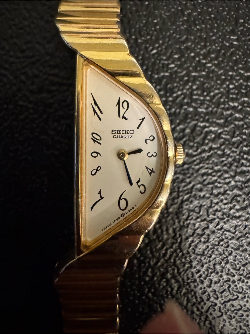 Rare Seiko Rivoli Gold and White Asymmetrical Dial Watch